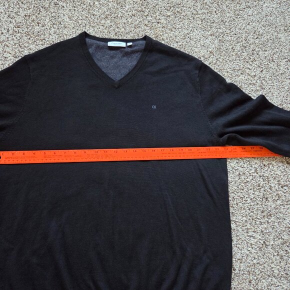 Calvin Klein Men's Italian Merino Wool Sweater Men's XL Black Preppy Luxury - Picture 4 of 6